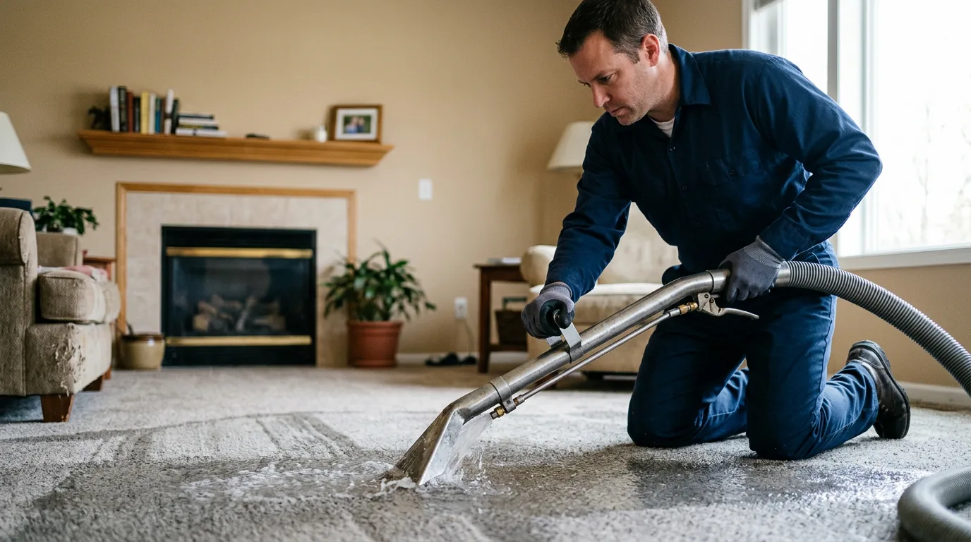 Water damage restoration technician working near Potterville, MI